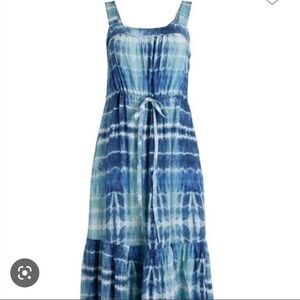 Beach Lunch Lounge Coley Tie Dye Sleeveless Lightweight Sundress with Tie String